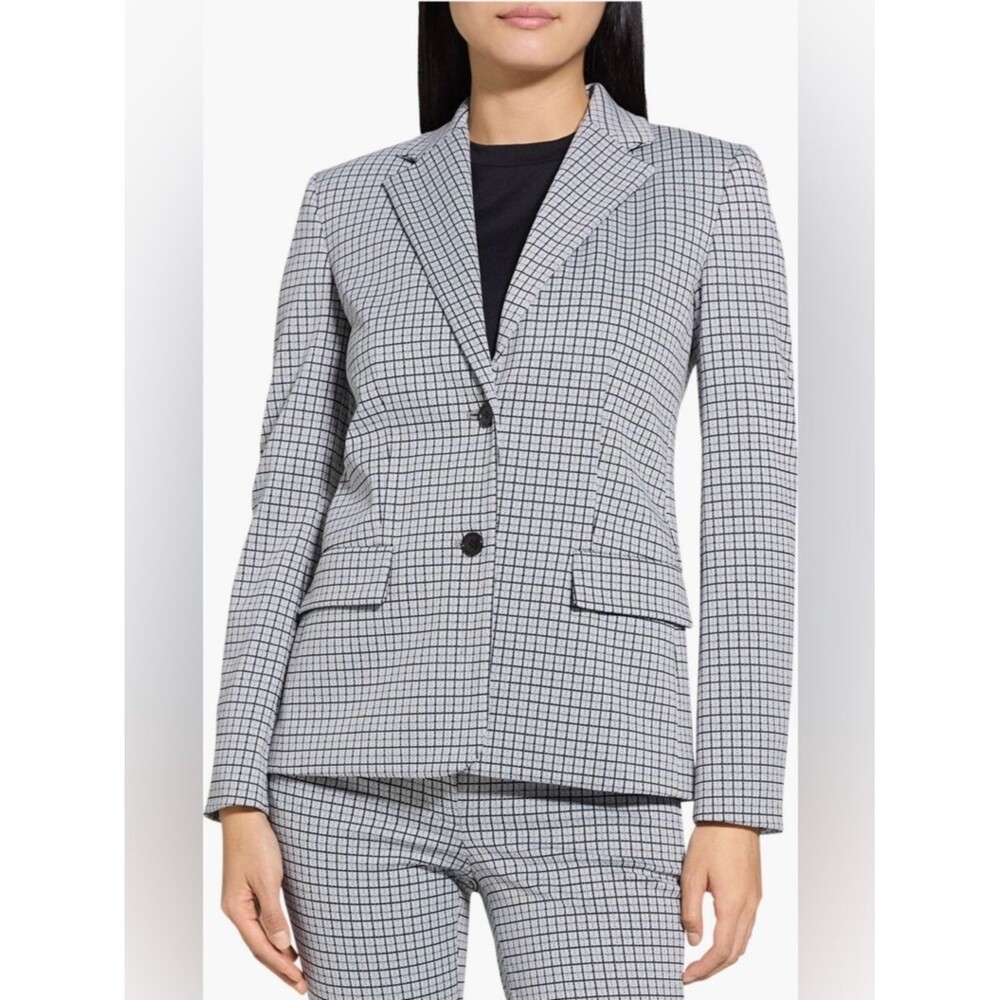 Theory Blazer Single Breasted Two Button Tailored Women's Size 4 Black/Gray EUC